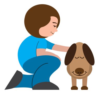 Woman Petting Dog clipart