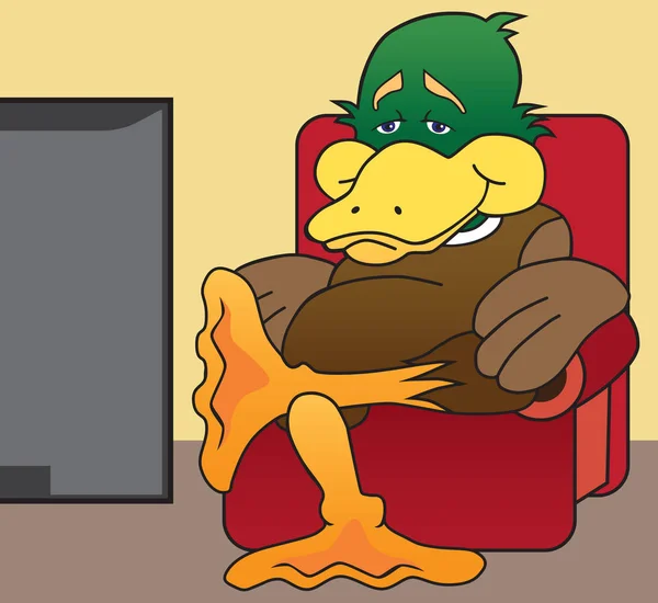 Pato viendo la televisión — Archivo Imágenes Vectoriales