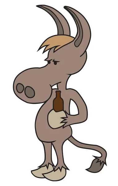 Cartoon ezel met bier — Stockvector