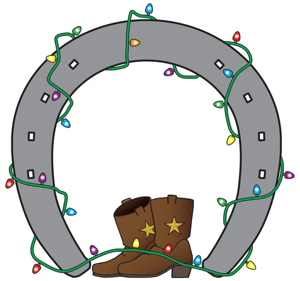 Horse Shoe and Christmas Lights — ストックベクタ
