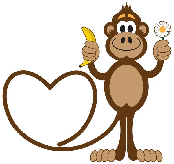 Γελοιογραφία μαϊμού στην αγάπη — Διανυσματικό Αρχείο