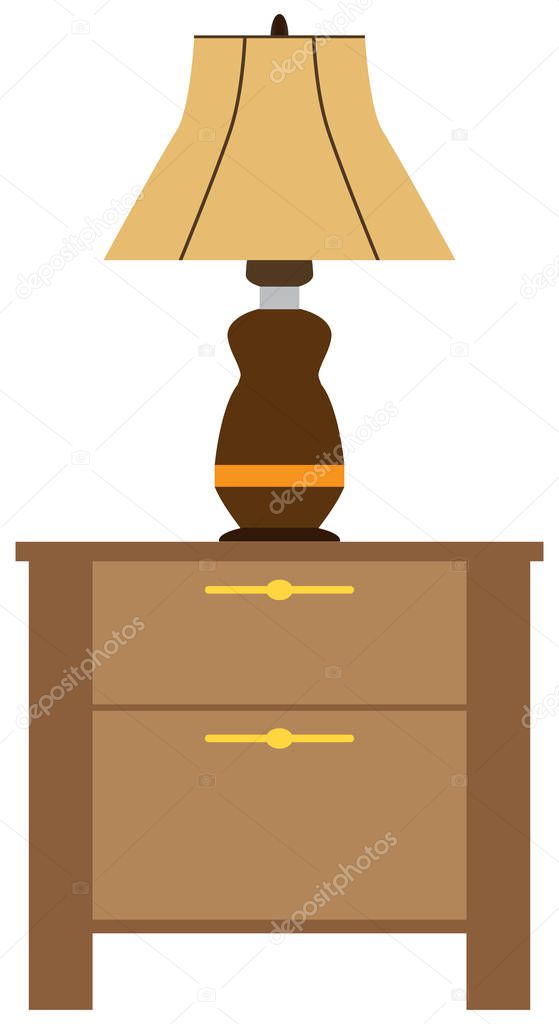 Flat Vector Lamp on Night Stand