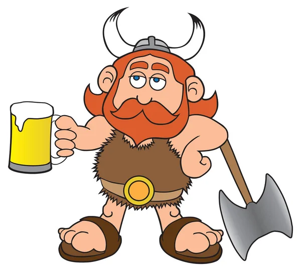 Kreskówka viking z piwem — Wektor stockowy