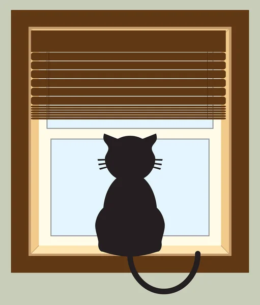 Kitty in Window — Stock Vector