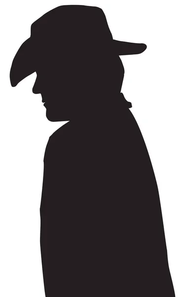 Profile Silhouette View Cowboy Wearing Hat Walking Street — Stock Vector