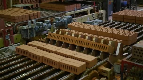 Brick on the conveyor belt — Stock Video