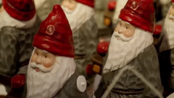 Santa Claus army in red hats. 4K — Stock Video