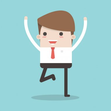 Business man - Happy, vector illustion flat design style. clipart