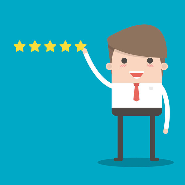 Бизнесмен держит звезду, векторная иллюзия плоский стиль дизайна
.