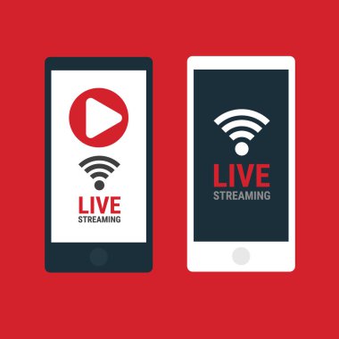 akıllı telefon video akış simgesi tasarım satır.