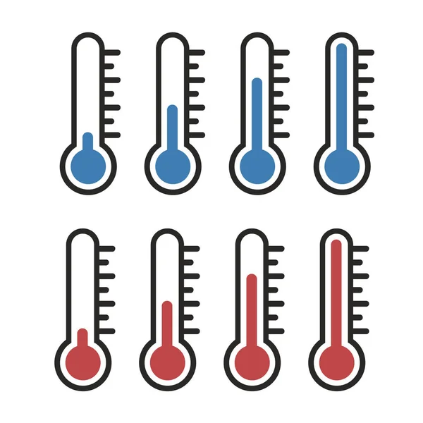 Thermometer Pictogrammenset Vector Illustion Plat Ontwerpstijl — Stockvector