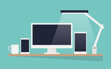 Mobil ve Masaüstü Web sitesi de düz tasarlamak vektör