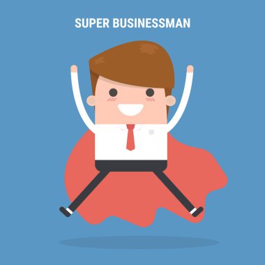 Süper işadamı, vektör illustion düz tasarım stili.