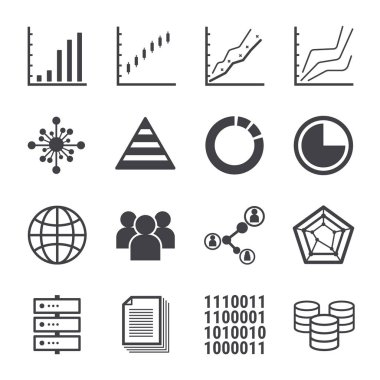 Analytics simge seti, vektör illustion düz tasarım stili.