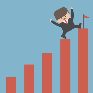 İşadamı başarı, vektör illustion düz tasarım stili. 