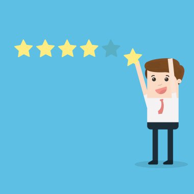 Çizgi film karakteri, beş vermek için bir yıldız holding işadamı rating. star, eps10 vektör