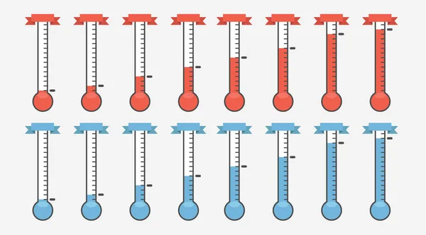 Ilustración Termómetros Rojos Con Diferentes Niveles Estilo Plano Eps10 — Archivo Imágenes Vectoriales