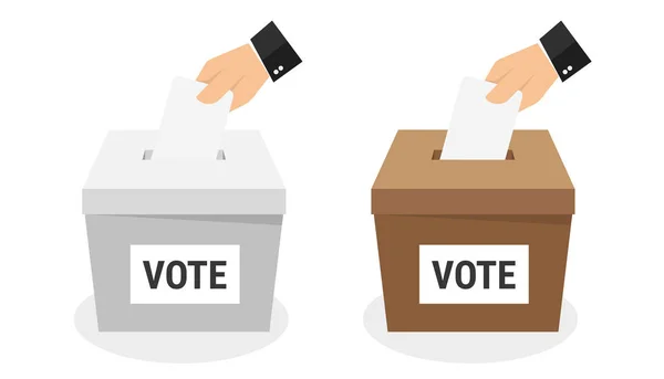 Ψήφου Έννοια Στην Επίπεδη Στυλ Χέρι Τοποθέτηση Χαρτιού Στην Κάλπη — Διανυσματικό Αρχείο