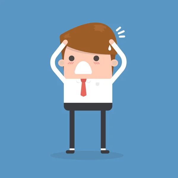 Καταπονημένος Επιχειρηματίας Είναι Υπό Πίεση Πονοκέφαλο — Διανυσματικό Αρχείο
