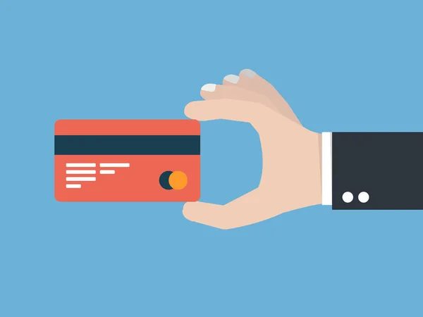 Mão Segurando Cartão Crédito Estilo Plano — Vetor de Stock