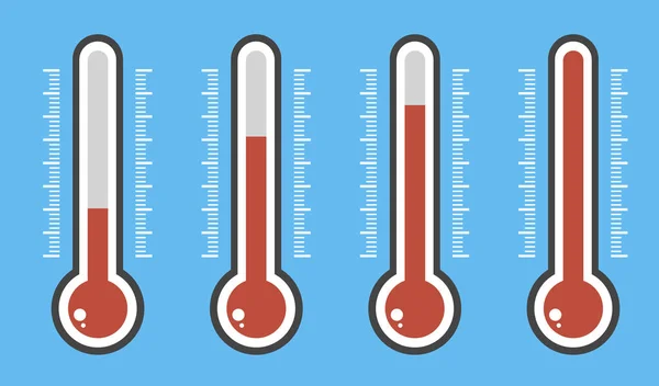 Illustration Red Thermometers Different Levels Flat Style Eps10 — Stock Vector