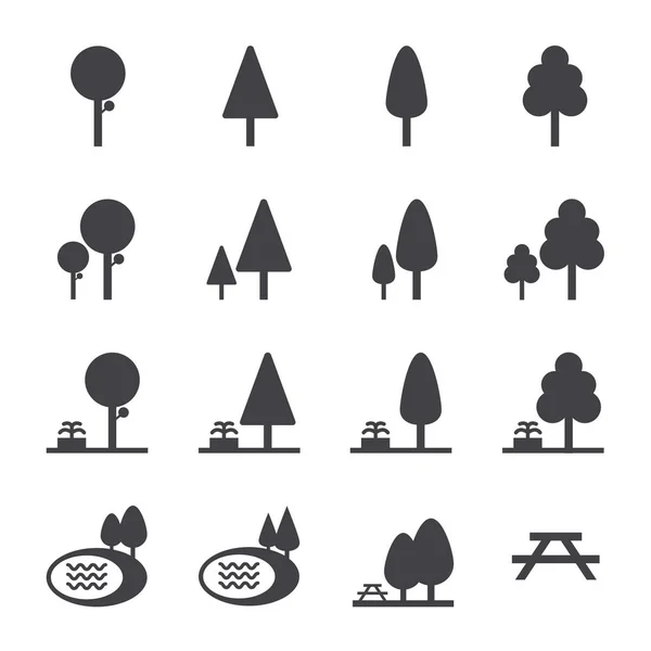 Park Icon Set Vektor Illustration Flacher Design Stil — Stockvektor