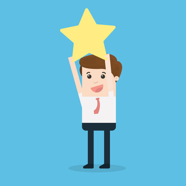 Businessman Hands Catching Gold Star, Success Concept