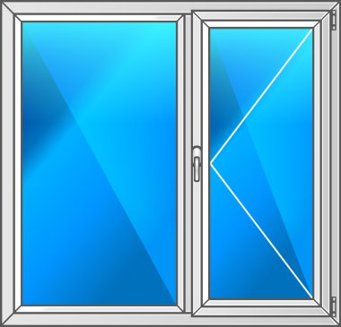 Binanın ayrıntı. Plastik pencere.