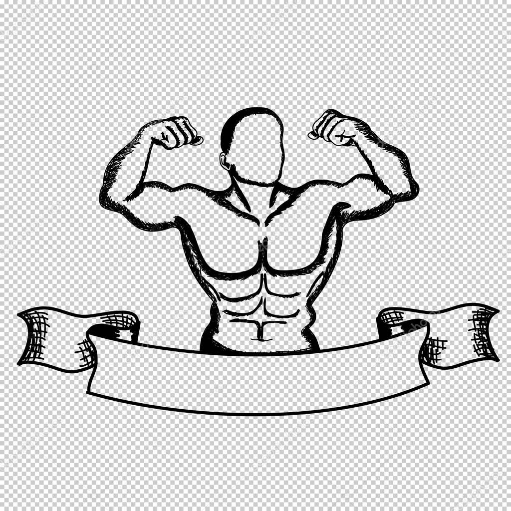 Vector sketch, the icon of bodybuilding.