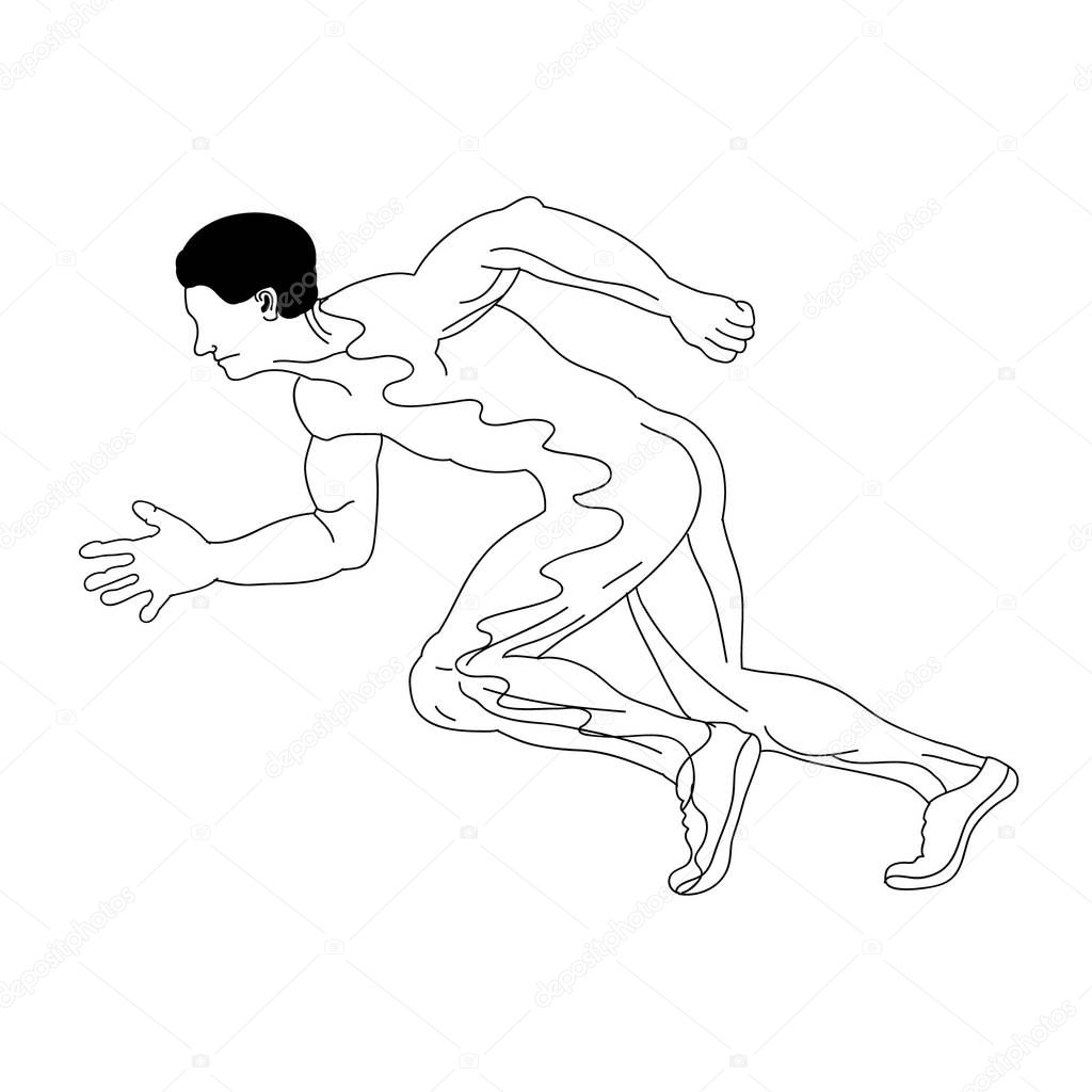 Vector sketch of man. Run. Sport.