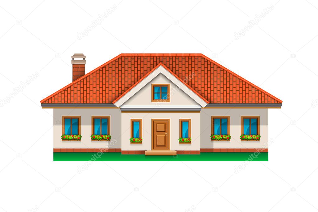 Illustration of a large vector house. Icon, object. House.