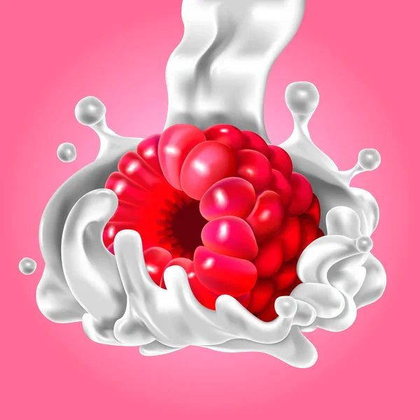 Vektör berry ahududu süt ile. Örnek bir kafes degrade.