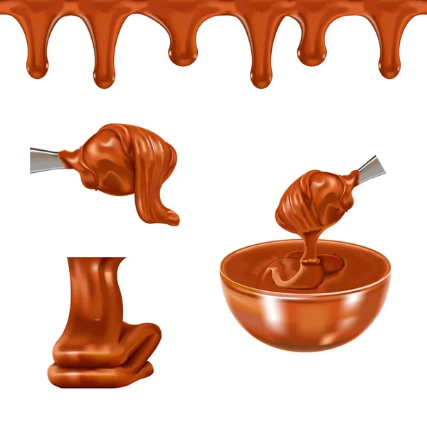 Vector Gekookt Gecondenseerde Melk Karamel Chocolade Illustratie Uit Een Mesh Stockillustratie