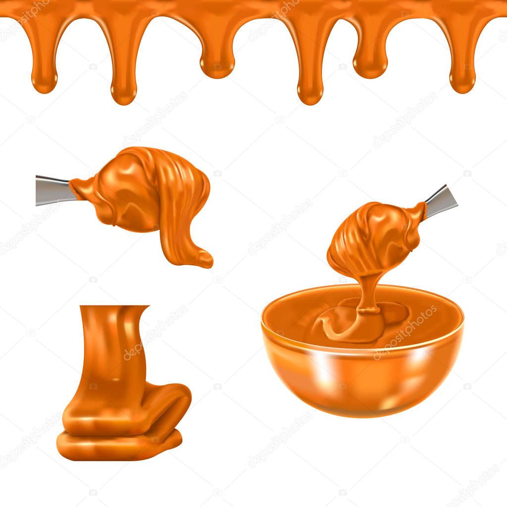 Realistic vector chocolate, caramel. Illustration from a mesh gradient.