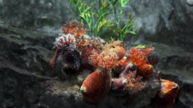 Kayaya Anemons, sualtı, sualtı deniz bitki ve canlılar, renkli su dünyası, corall reef, su altı tür çeşitliliği resif