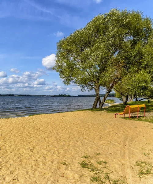 Зимовий день на пляжі в Заславському водосховищі.. — стокове фото