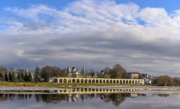 Yaroslavovo Yard Torg Veliky Novgorod Ticaret Tarafında Tarihi Bir Mimari — Stok fotoğraf