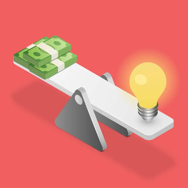 Gloeilamp en dollars per saldo. — Stockvector