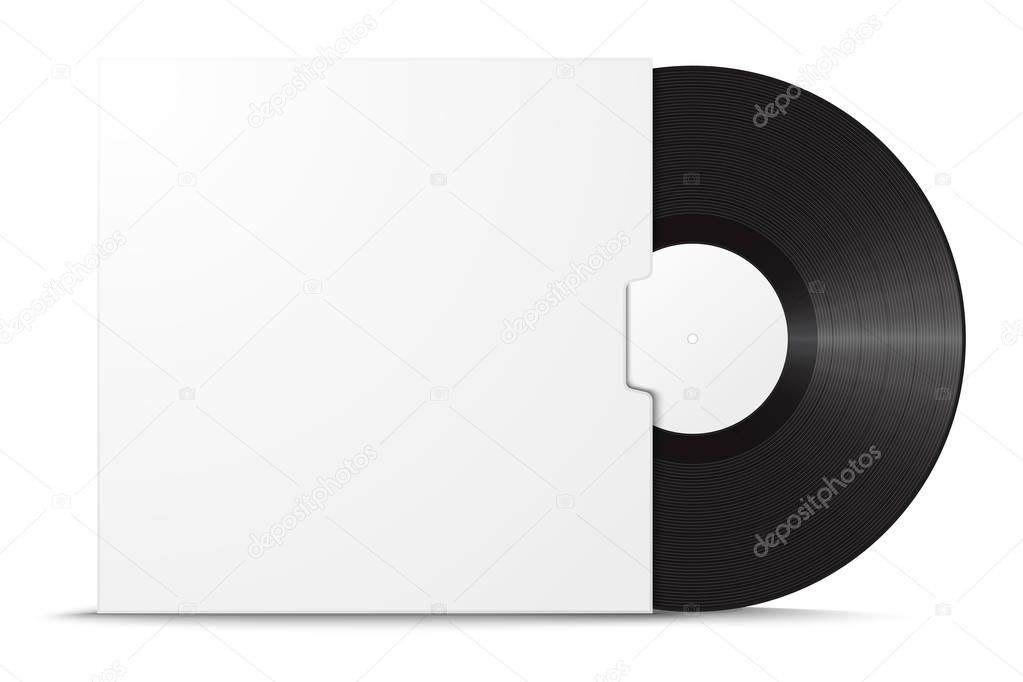 Realistic vinyl record in sleeve.