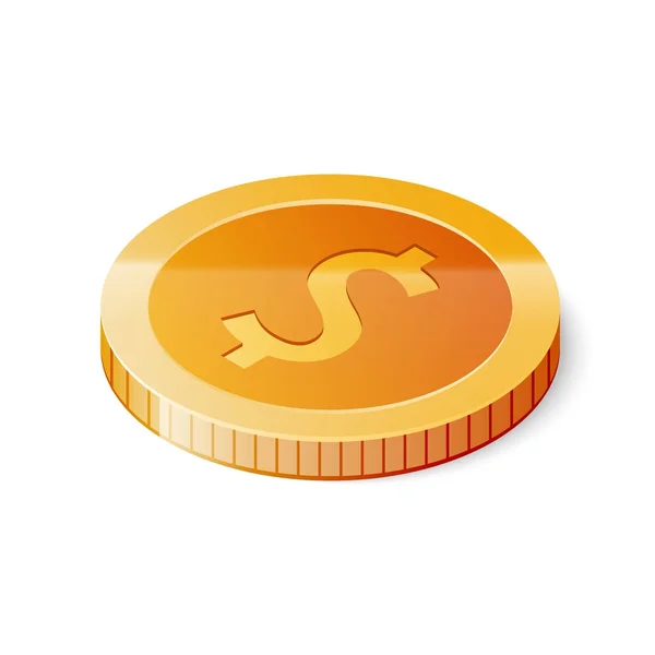 Guld dollar mynt ikonen isolerad på vit bakgrund. Isometrisk vektorillustration — Stock vektor
