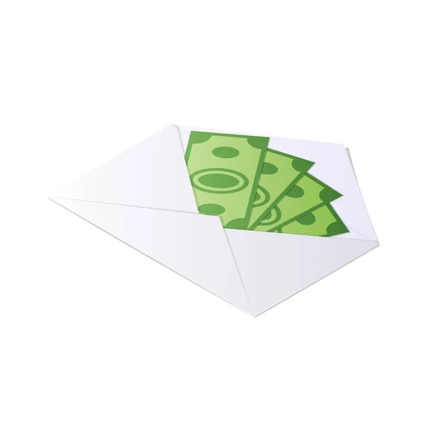 封筒にお金を。ドル札。等尺性のベクトル図. — ストックベクタ