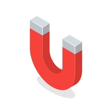 Beyaz arka plan üzerinde izole mıknatıs. İzometrik vektör çizim