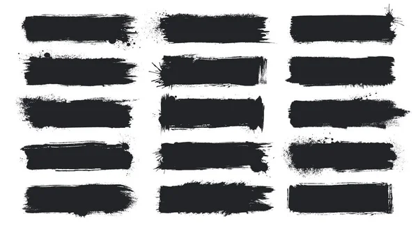 Banners Grunge detallados Conjunto grande. Pinceladas de tinta Pincelada Trazos Fondos Aislados en Blanco. Ilustración vectorial — Archivo Imágenes Vectoriales