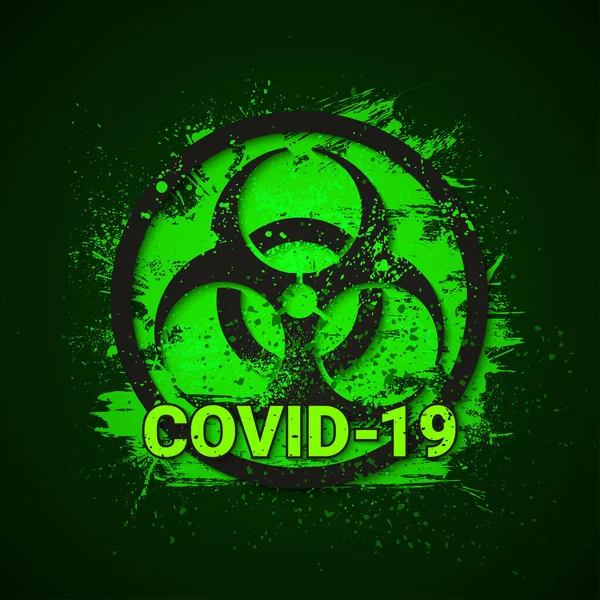 Signo de peligro biológico COVID-19. 2019-nCoV Corona Virus Peligro Fondo. Ilustración vectorial — Archivo Imágenes Vectoriales