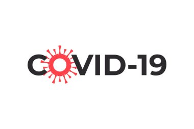 COVID-19 Coronavirus Yazıt Tasarım Logosu Konsepti. Vektör illüstrasyonu