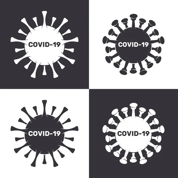 COVID-19 Coronavirus InscriTypography Design Logo Concept Set.矢量说明 — 图库矢量图片