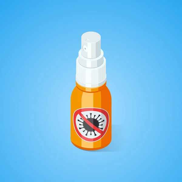 Etil Antibakteriális és vírusölő spray a kezeknek. Izometrikus vektor illusztráció — Stock Vector