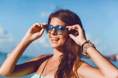 portrait of girl in sunglasses clipart