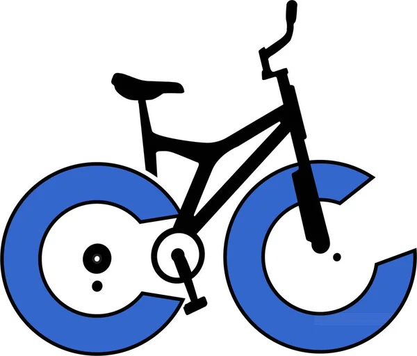Bicicletta astratta con ruote blu — Vettoriale Stock