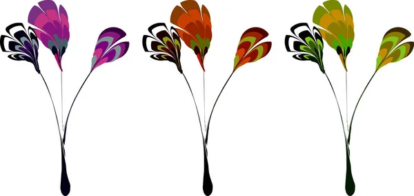 Illustration vectorielle de différentes fleurs isolées sur fond blanc — Image vectorielle
